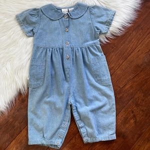 Cherokee Baby Denim Short Sleeve Jumpsuit-Size 12 Months